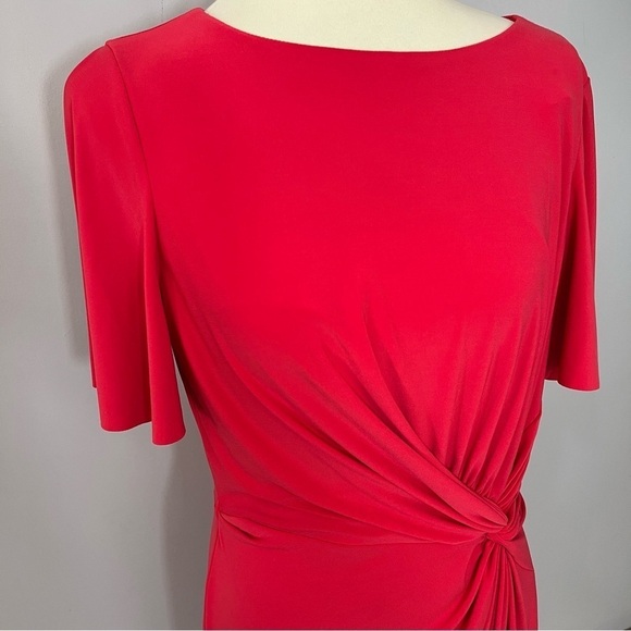 Ralph Lauren coral red bodycon midi dress short sleeve business casual everyday - Picture 12 of 16